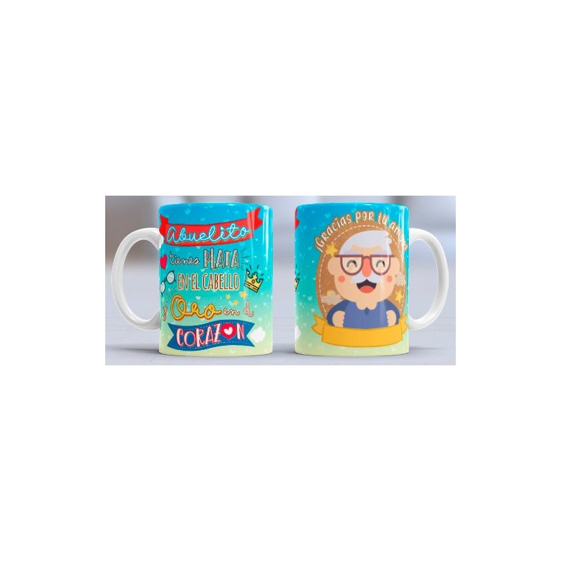 Taza oro corazon abuelito