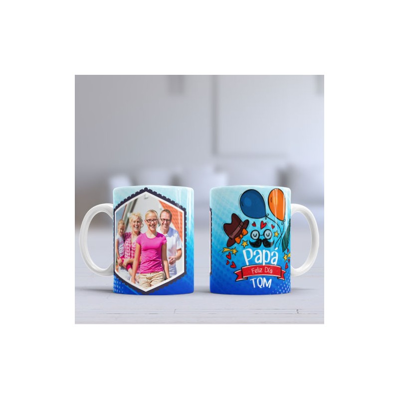 Taza Papá globos foto