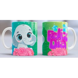 Taza feliz día elefante