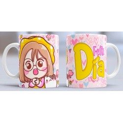 Taza feliz dia niña sombrero