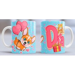 Taza feliz dia perro globos