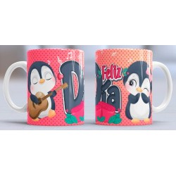 Taza feliz día pingüinos