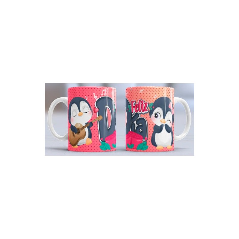 Taza feliz día pingüinos
