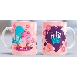 Taza feliz día pájaros