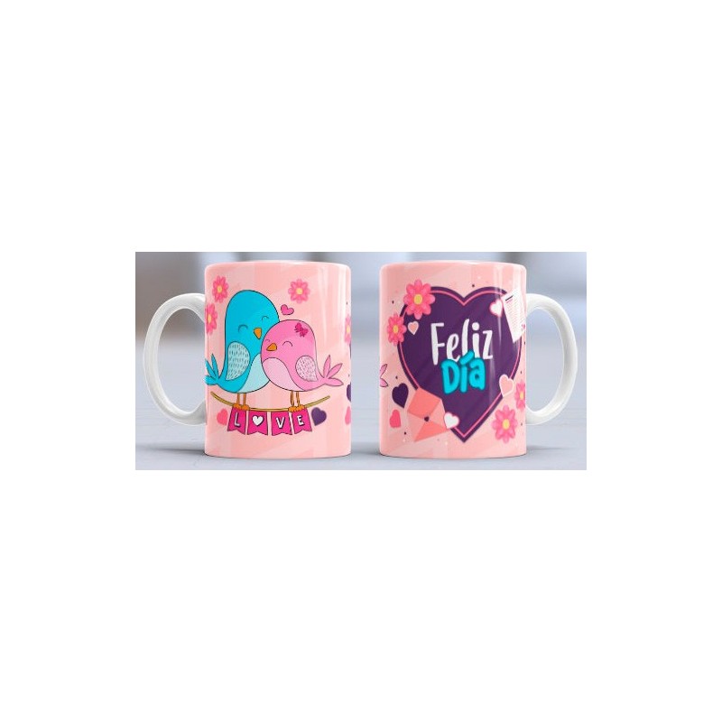 Taza feliz día pájaros