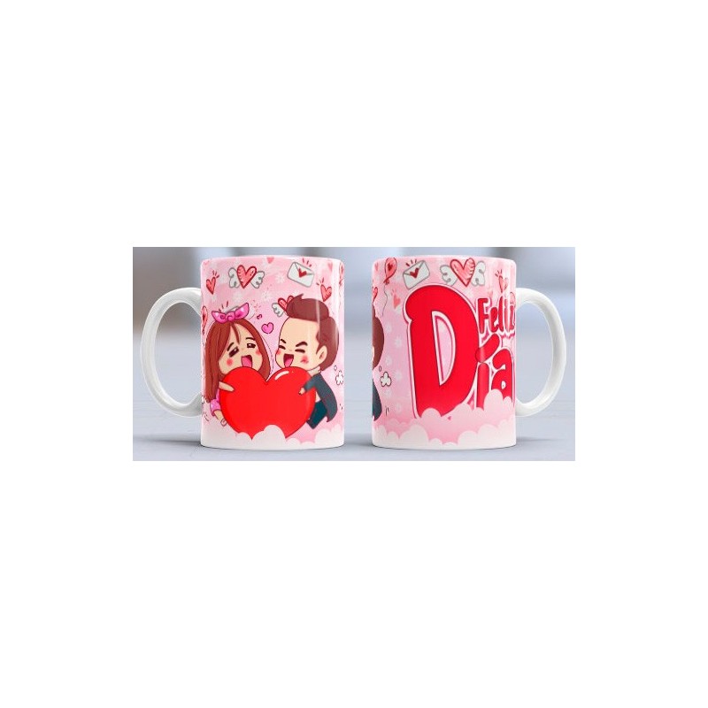 Taza feliz día rosa