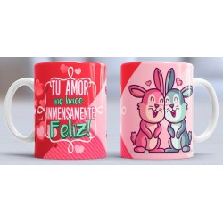 Taza feliz conejitos