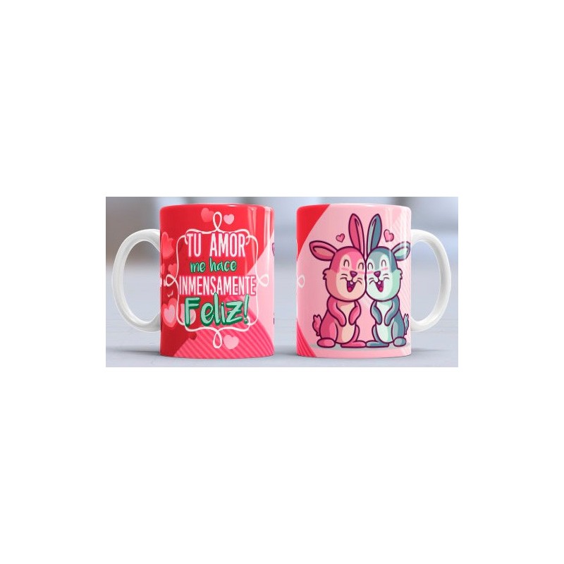 Taza feliz conejitos