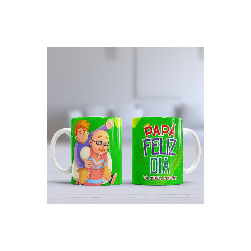 Taza Papá feliz verde
