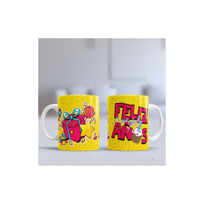 Taza cumpleaños amarilla