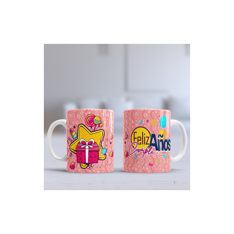 Taza cumpleaños rosa