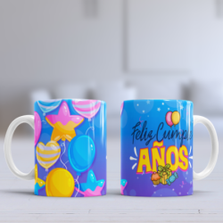 Taza cumpleaños azul