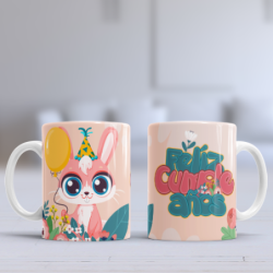 Taza cumpleaños conejo