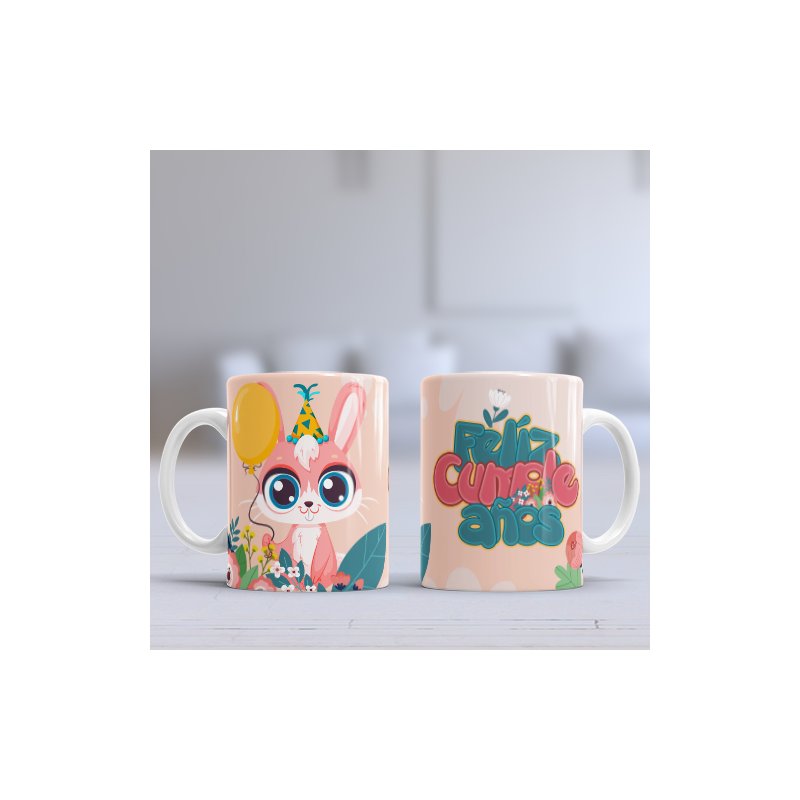 Taza cumpleaños conejo