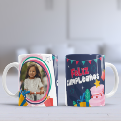 Taza cumpleaños foto azul...