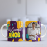 Taza cumpleaños amarillo morado