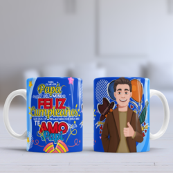 Taza cumpleaños papa azul