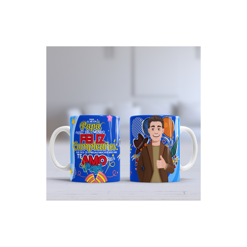 Taza cumpleaños papa azul