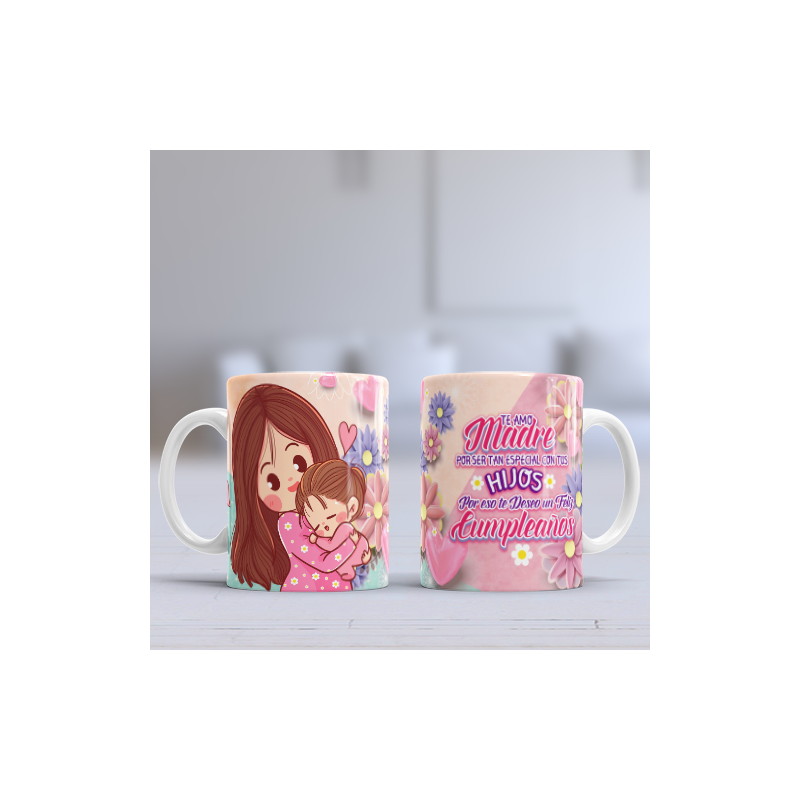 Taza cumpleaños madre rosa