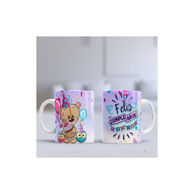 Taza feliz cumpleaños oso