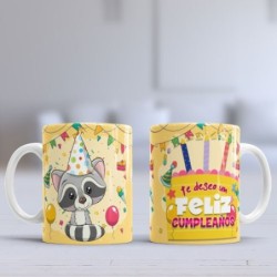 Taza feliz cumpleaños zorro