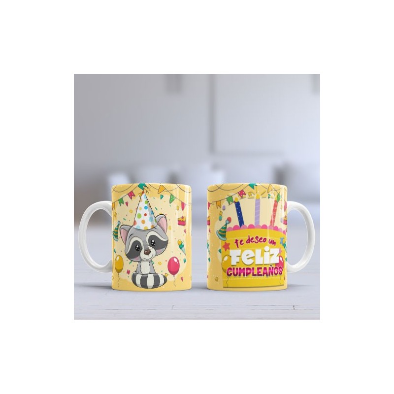 Taza feliz cumpleaños zorro