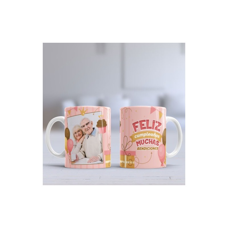Taza feliz cumpleaños bendiciones