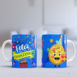 Taza feliz cumpleaños pizza