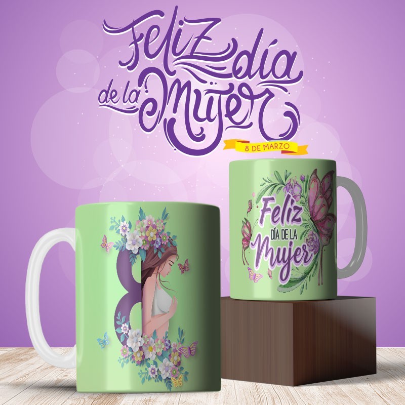 Taza dia de la mujer flores